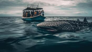 andare in barca nave esplora tropicale costa, movimento su onde, rilassamento all'aperto generato di ai foto