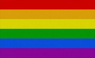 bandiera di il lgbt Comunità su il sfondo di un' tessuto struttura. arcobaleno simbolo di gay cultura. concetto collage. illustrazione simbolo di orgoglio. foto