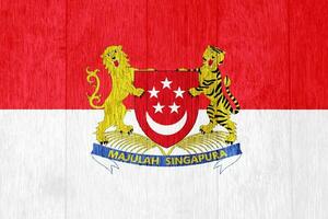 bandiera di Singapore su un' strutturato sfondo. concetto collage. foto