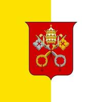 il ufficiale attuale bandiera e cappotto di braccia di il Vaticano città stato . stato bandiera di il Vaticano. illustrazione. foto