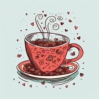 tazza di caffè con a forma di cuore fagioli, caffè san valentino giorno clipart, ai generato foto