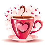 tazza di caffè con cuore forma. San Valentino giorno illustrazione. caffè san valentino giorno clipart, ai generato foto