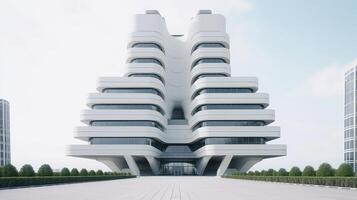 3d futuristico fantascienza bianca città architettura con biologico grattacieli, per scienza finzione o fantasia sfondi, astratto costruzione, generativo ai illustrazione foto