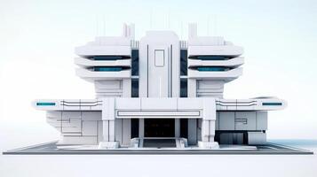 3d futuristico fantascienza bianca città architettura con biologico grattacieli, per scienza finzione o fantasia sfondi, astratto costruzione, generativo ai illustrazione foto