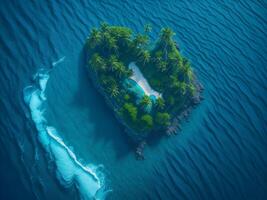 Paradiso verde isola nel il mare. ai generato foto