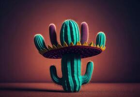 cactus nel sombrero cappello. ai generato foto