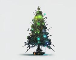 cyberpunk verde futuristico Natale albero, ai generato foto