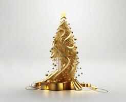 oro futuristico Natale albero, ai generato foto