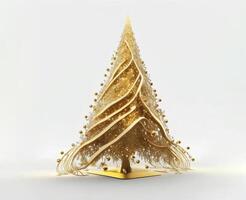 oro futuristico Natale albero, ai generato foto