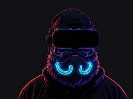 raggiante neon Santa Claus nel vr, ai generato foto