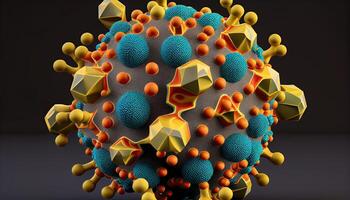 virus molecola illustrazione, batteri particella generativo ai foto