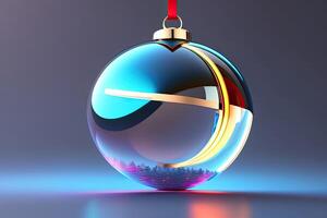 Natale palla giocattolo su blu sfondo generativo ai foto