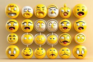 giallo emoji impostato facce. generativo ai foto