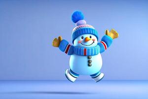 divertente Natale pupazzo di neve personaggio generativo ai foto