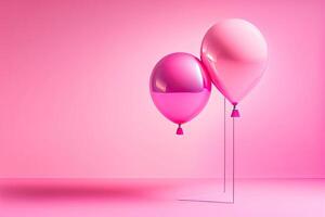 palloncini su rosa sfondo con copia spazio foto