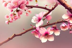 ciliegia fiori. giapponese albero fiore fioritura sfondo generativo ai foto