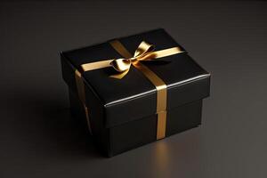 superiore Visualizza di regalo scatola nel nero confezione generativo ai foto