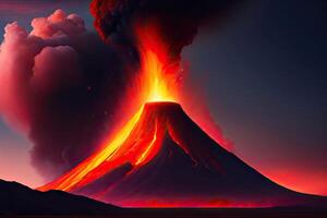 vulcano eruzione con lava generativo ai foto