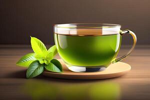 verde tè tazza generativo ai foto