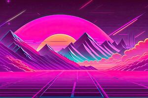 nuovo retrowave viola neon sfondo design arte generativo ai foto