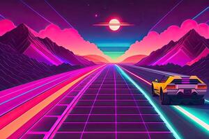 nuovo retrowave viola neon sfondo design arte generativo ai foto