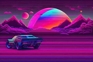 nuovo retrowave viola neon sfondo design arte generativo ai foto