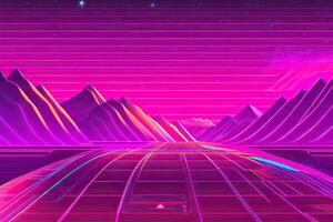 nuovo retrowave viola neon sfondo design arte generativo ai foto