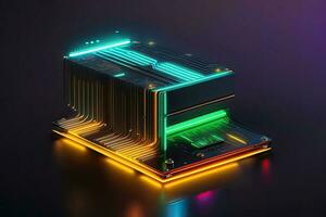computer circuito informatica neon generativo ai foto