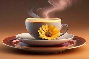 caffè con fiore generativo ai foto