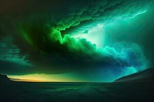 nube verde ciano sfondo generativo ai foto