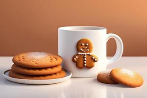 tazza boccale con Natale Pan di zenzero biscotti generativo ai foto