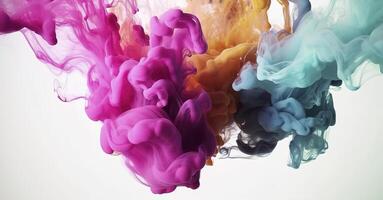 astratto morbido colorato inchiostro spruzzo nel acqua sfondo , generativo ai foto