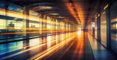 aeroporto costruzione, internazionale terminale, sfocato sfondo - ai generato Immagine foto