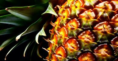 realistico ananas struttura. avvicinamento ananas pelle, tropicale modello, frutta bandiera - ai generato Immagine foto