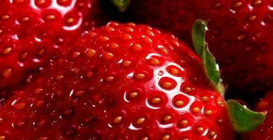 fragola. macro di fresco biologico naturale frutti di bosco. frutta rosso sfondo - ai generato Immagine foto