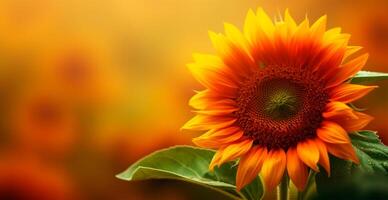 campo di girasoli nel fioritura, caldo soleggiato estate, macro tiro - ai generato Immagine foto