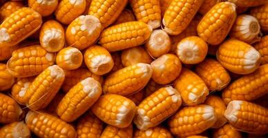 luminosa pannocchia di mais, giallo semi, superiore Visualizza - ai generato Immagine foto