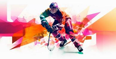 astratto panoramico hockey sfondo, modelli, triangolare mosaici, stilizzato poligonale modello - ai generato Immagine foto