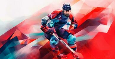 astratto panoramico hockey sfondo, modelli, triangolare mosaici, stilizzato poligonale modello - ai generato Immagine foto