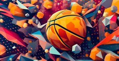 astratto pallacanestro panoramico sfondo, arancia pallacanestro - ai generato Immagine foto