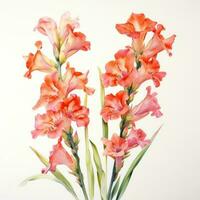 gladioli acquerello fiori. illustrazione ai generativo foto