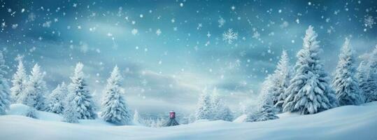 blu inverno sfondo con Natale albero. illustrazione ai generativo foto