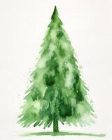 verde acquerello Natale albero. illustrazione ai generativo foto