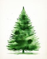 verde acquerello Natale albero. illustrazione ai generativo foto