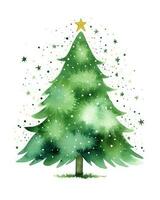 verde acquerello Natale albero. illustrazione ai generativo foto