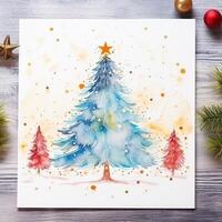 acquerello Natale carta. illustrazione ai generativo foto