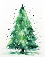 verde acquerello Natale albero. illustrazione ai generativo foto