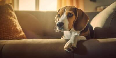 beagle dire bugie su divano - ai generativo foto