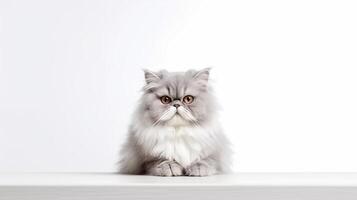 carino persiano gatto isolato su bianca sfondo. con copia spazio. generativo ai foto