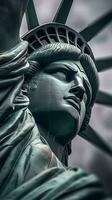 statua di libertà nel nuovo York città, Stati Uniti d'America. vicino su. generativo ai foto